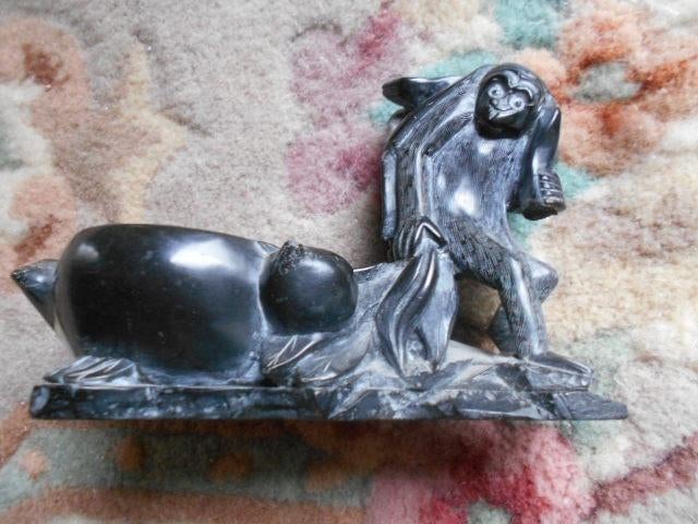 artisanat chinois, encrier ? avec un singe, Enlèvement ou Envoi