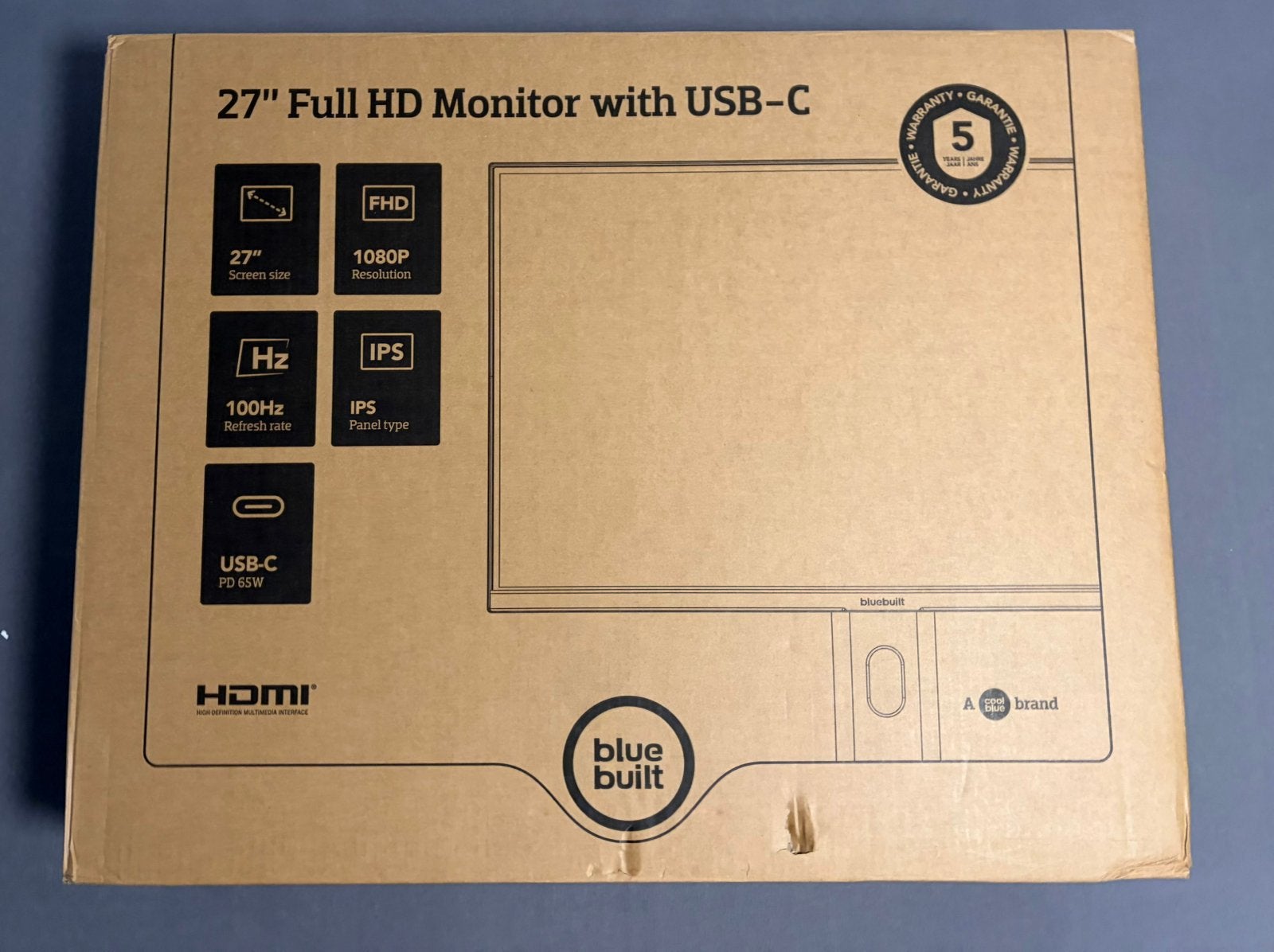 BlueBuilt 27” Monitor – Full HD IPS – 100Hz – USB-C, Computers en Software, Monitoren, Gaming, HDMI, In hoogte verstelbaar, Full HD