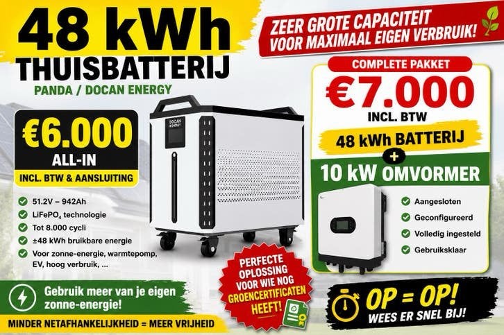 🔥 48 kWh Thuisbatterij – €6.000 incl. BTW & installatie, Enlèvement ou Envoi, Système complet