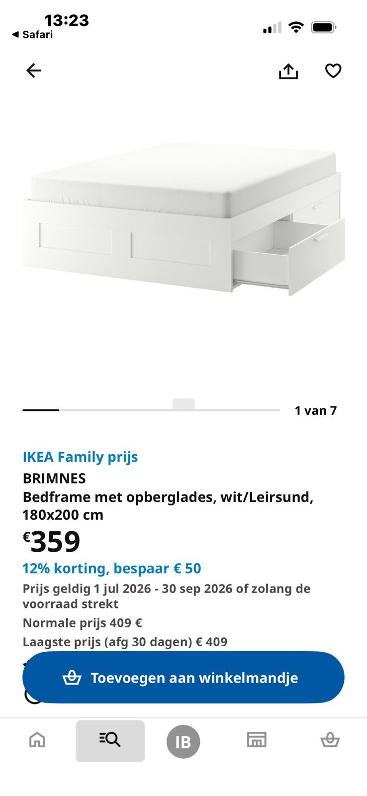 Lit IKEA Brimnes 180 x 200 cm, Enlèvement, Comme neuf, Blanc