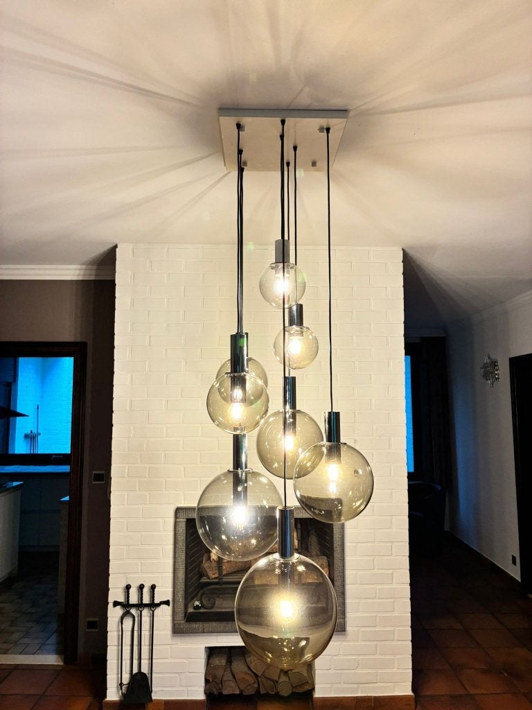 vintage cascade lamp, Ophalen, Gebruikt, Glas