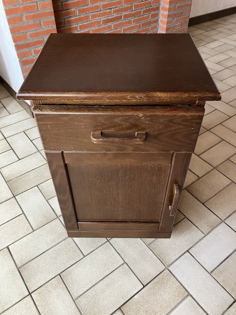 nachtkastje in donkere eik, Ophalen, Gebruikt, Minder dan 45 cm, 55 tot 70 cm