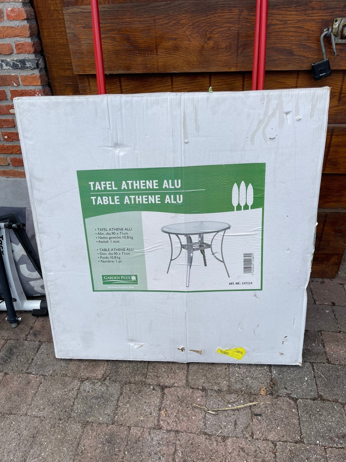Ronde tuintafel met glazen blad, Jardin & Terrasse, Tables de jardin, Enlèvement, Comme neuf