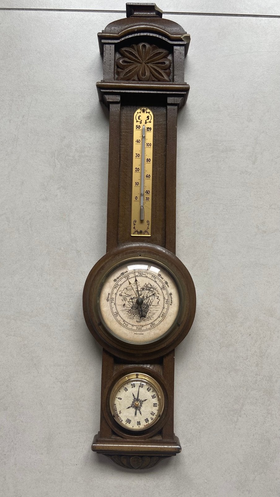 Vintage Weerstation / Banjo Barometer (Armand Pien stijl), Antiek en Kunst, Ophalen of Verzenden