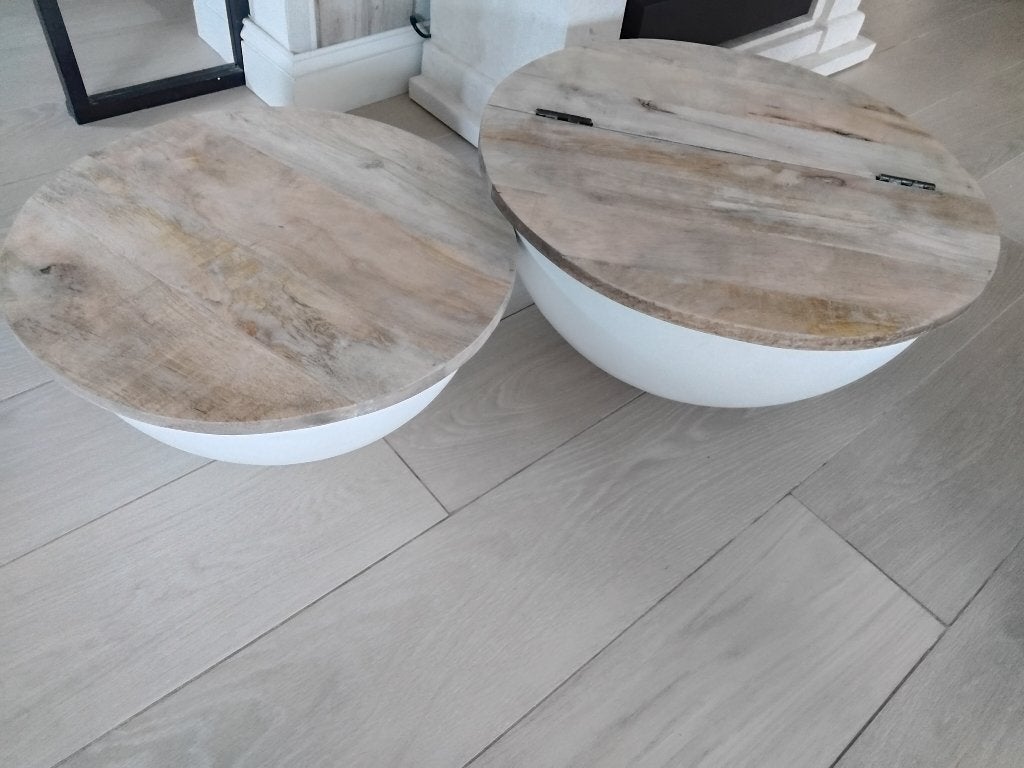 salontafelset massief Mango hout, Huis en Inrichting, Ophalen, Zo goed als nieuw