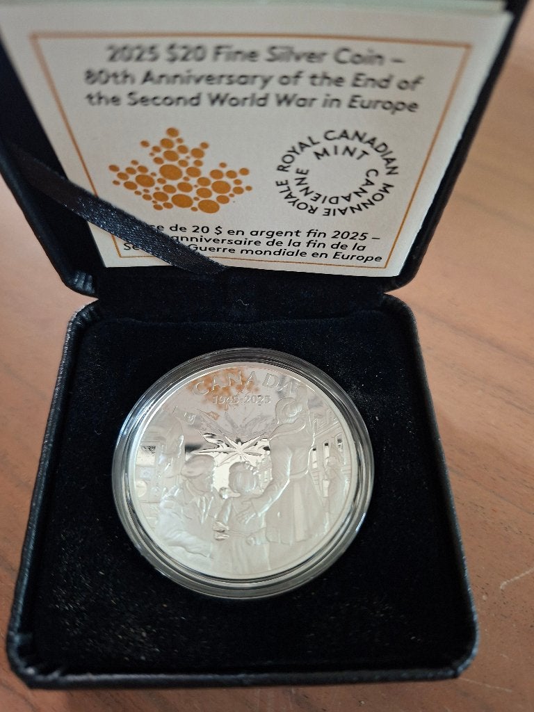 80th anniversairy of the end of ww2 silver coin, Timbres & Monnaies, Métaux nobles & Lingots, Enlèvement ou Envoi, Argent