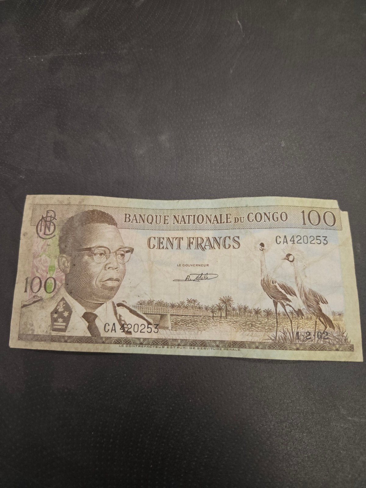 100 francs congo 1962, Timbres & Monnaies, Enlèvement