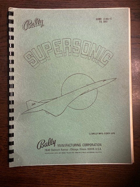 BALLY SUPERSONIC MANUEL AVEC SCHÉMAS, Enlèvement ou Envoi, Bally, Flipper (jeu), Comme neuf