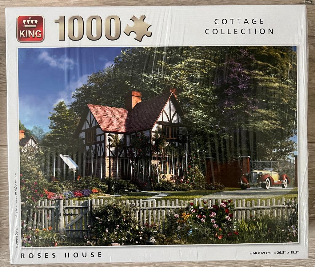 Nieuwe Puzzel King - Roses House, Ophalen of Verzenden, 500 t/m 1500 stukjes, Nieuw, Legpuzzel