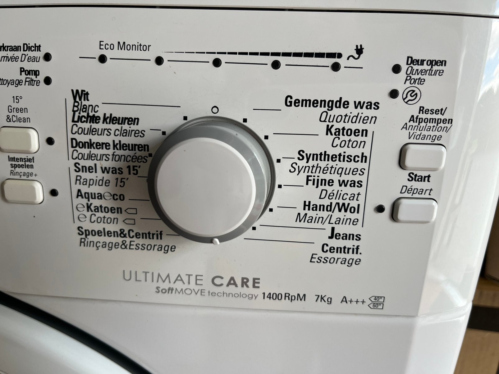 Bauknecht wasmachine ultimate care softmove 7kg, 1200 à 1600 tours, 6 à 8 kg, 85 à 90 cm, Chargeur frontal