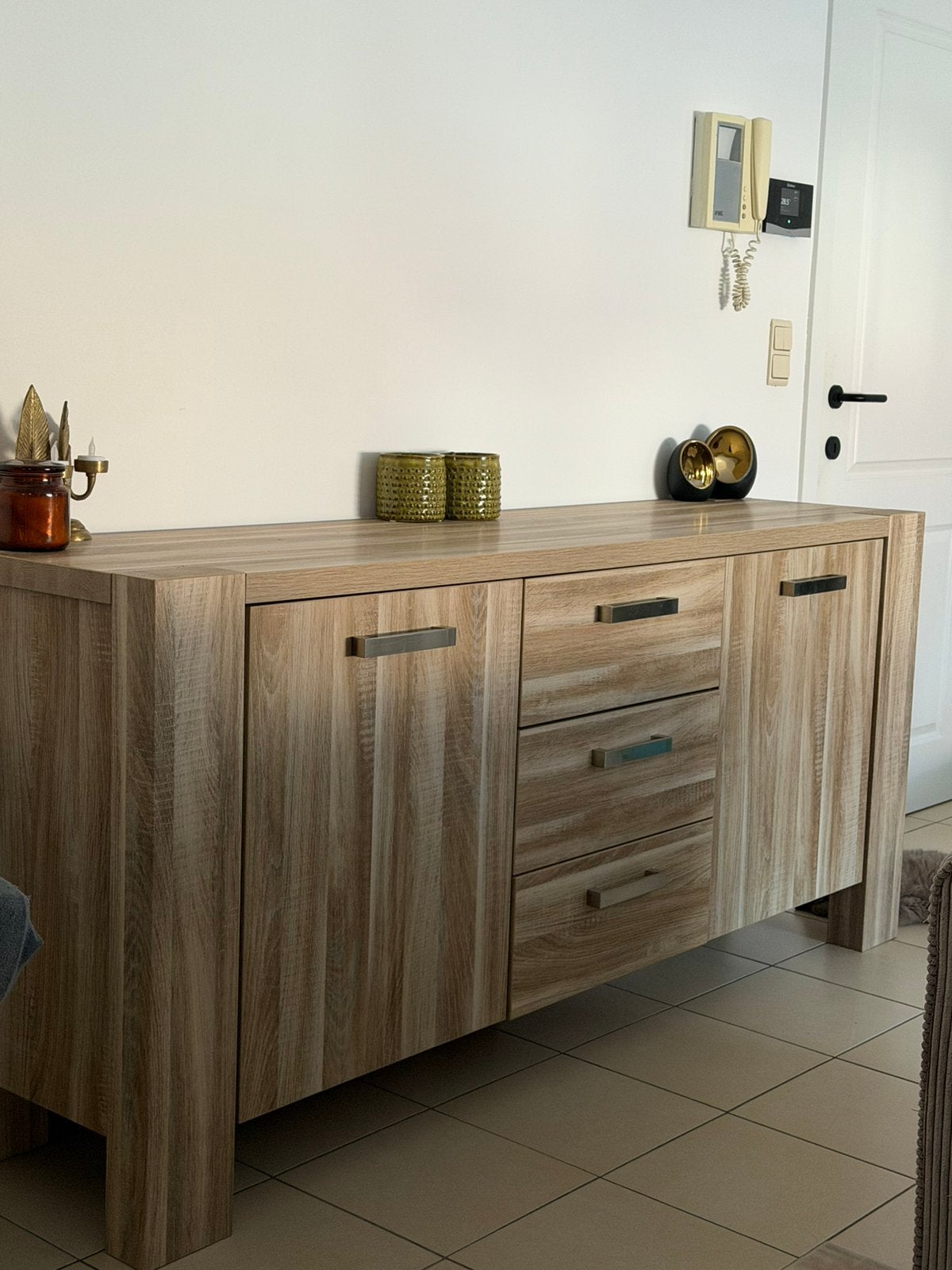Meubelset tafel + 2 kasten + tv kast, Enlèvement, Utilisé, 200 cm ou plus, Avec tablette(s)