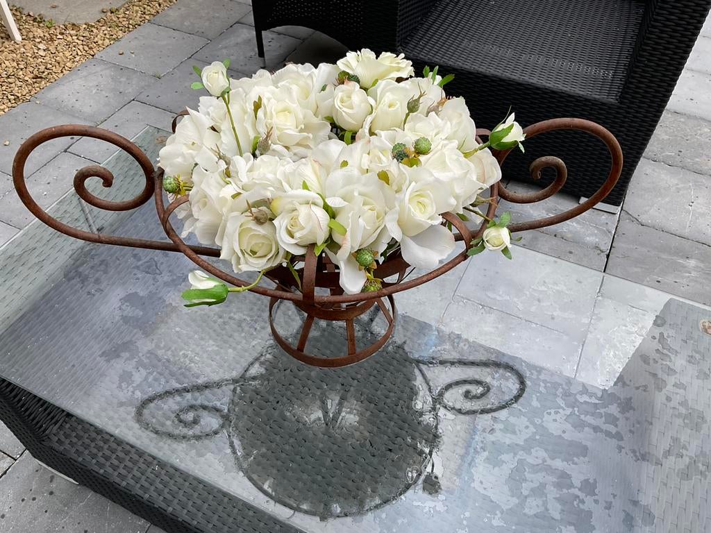 Metalen onderzet voor bloempot of schalen, artdeco, Tuin en Terras, Ophalen, Zo goed als nieuw, Metaal