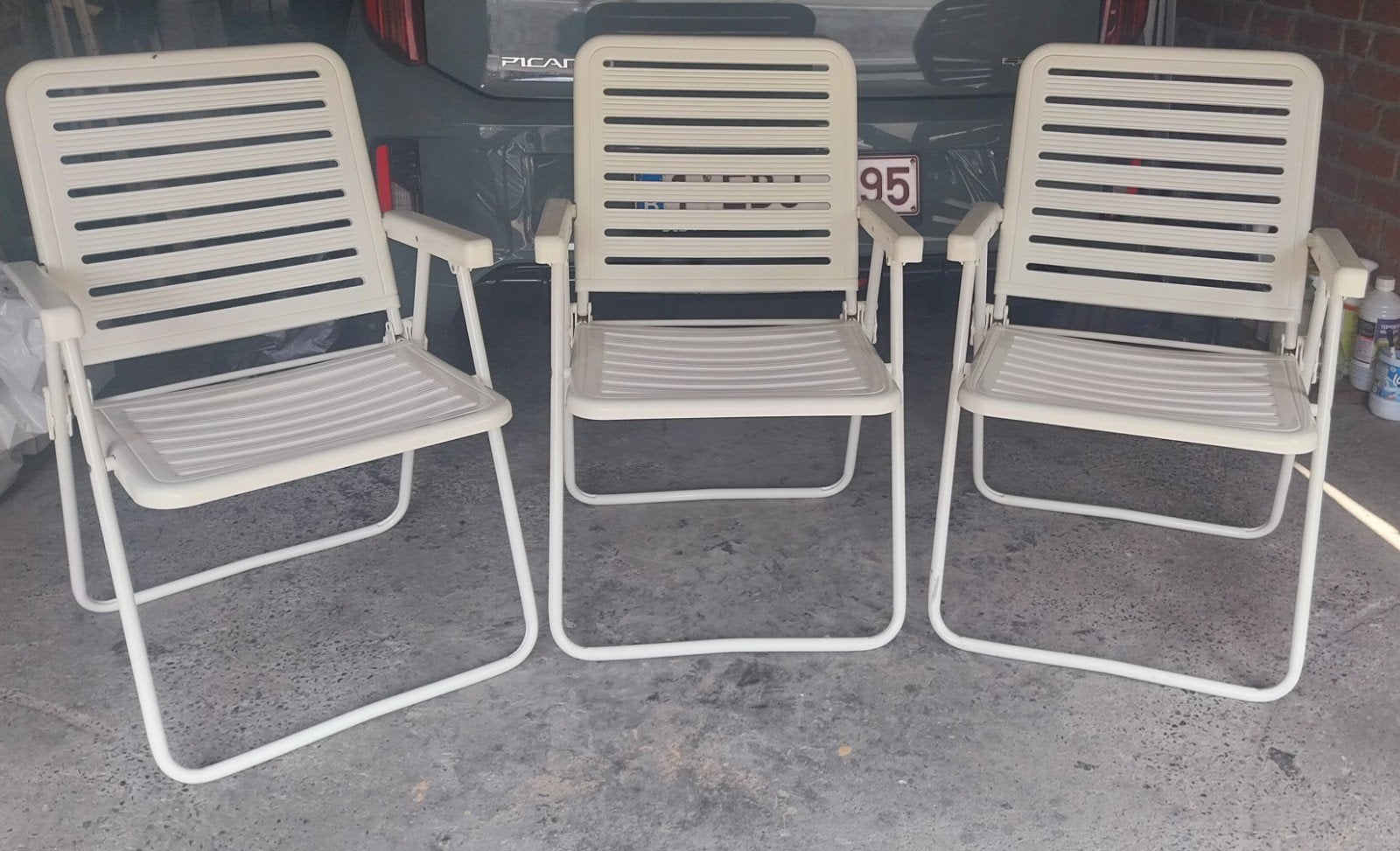 3 fauteuils camping / marque Grand Soleil /  vintage 70's, Jardin & Terrasse, Chaises de jardin, Enlèvement, Métal
