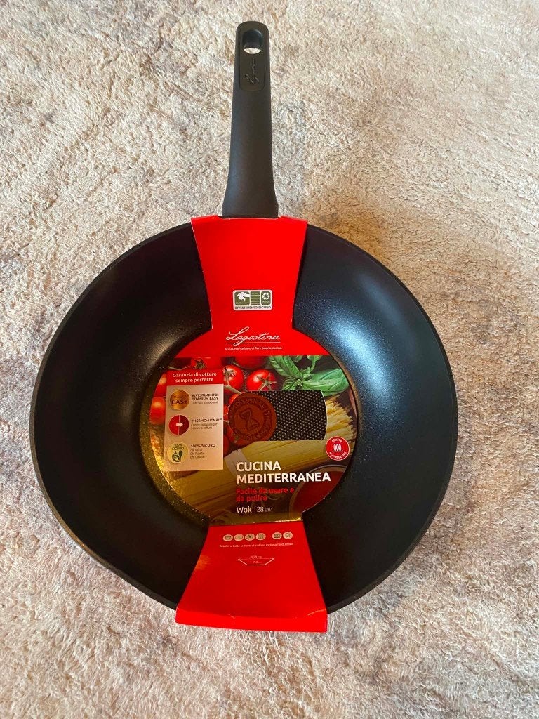 Wok antiadhésif Lagostina en aluminium Ø 28 cm, Enlèvement ou Envoi, Aluminium, Comme neuf, X