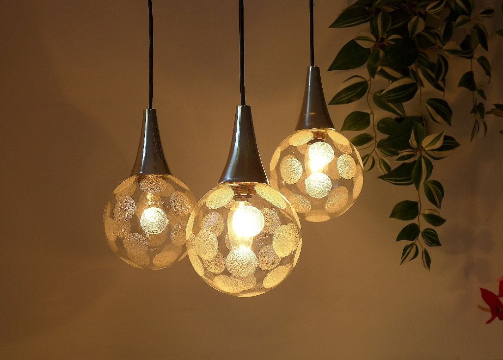 Space Age Hanglamp Vintage Lamp Jaren 60 70 Retro Cascade, Ophalen of Verzenden, Glas, Space Age