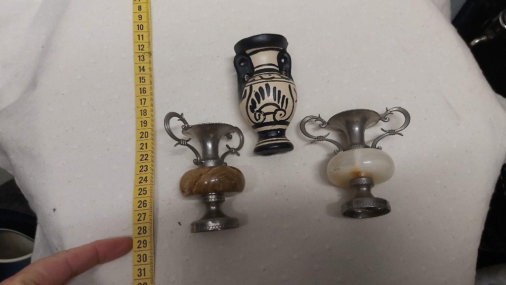 Set van 3 decoratieve miniatuur vazen / amfoorvaasjes, Ophalen of Verzenden, Zo goed als nieuw, Meerkleurig