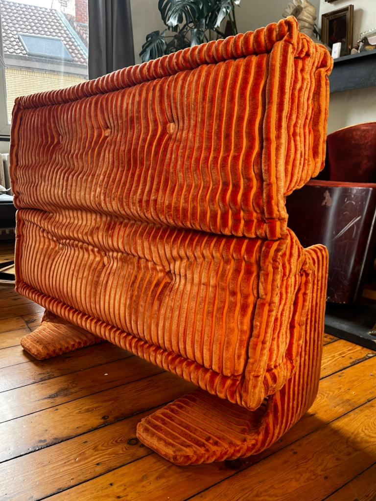 Roche Bobois - élément Mah Jong - dossier reglable orange, Enlèvement, Comme neuf, Tissus, Moins de 150 cm