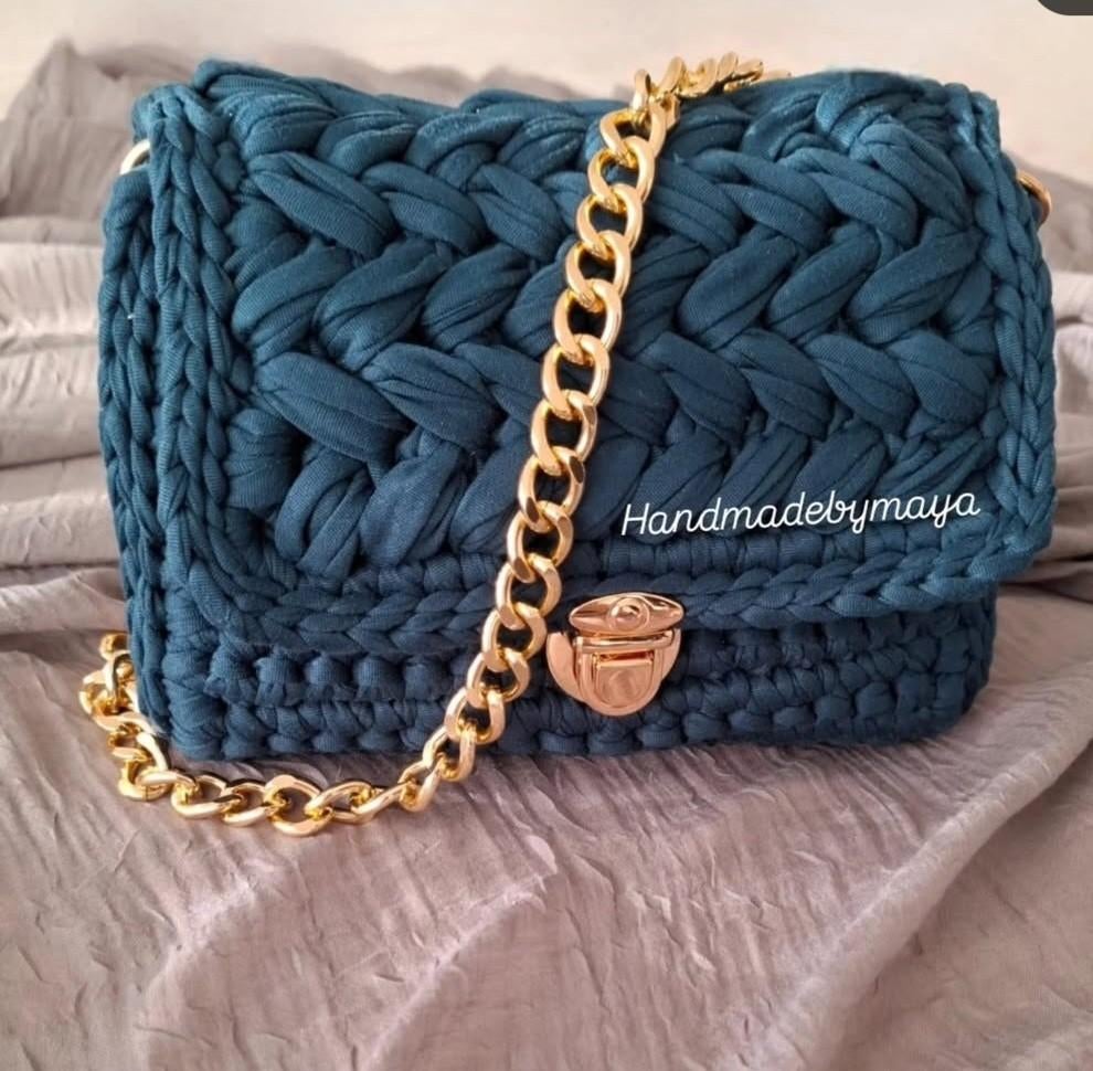 Handgemaakte handtas, Handtassen en Accessoires, Tassen | Damestassen, Ophalen, Nieuw, Blauw, Handtas