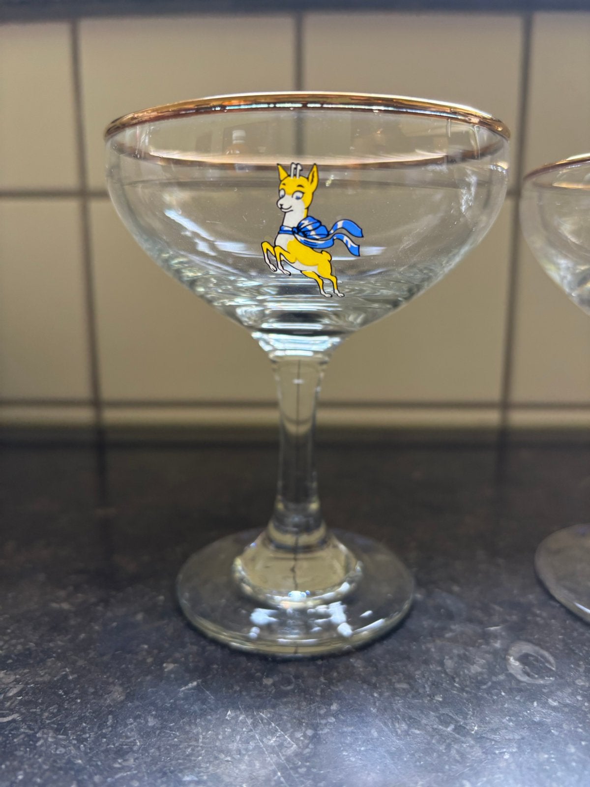 4 babycham glazen, Verzamelen, Ophalen, Zo goed als nieuw