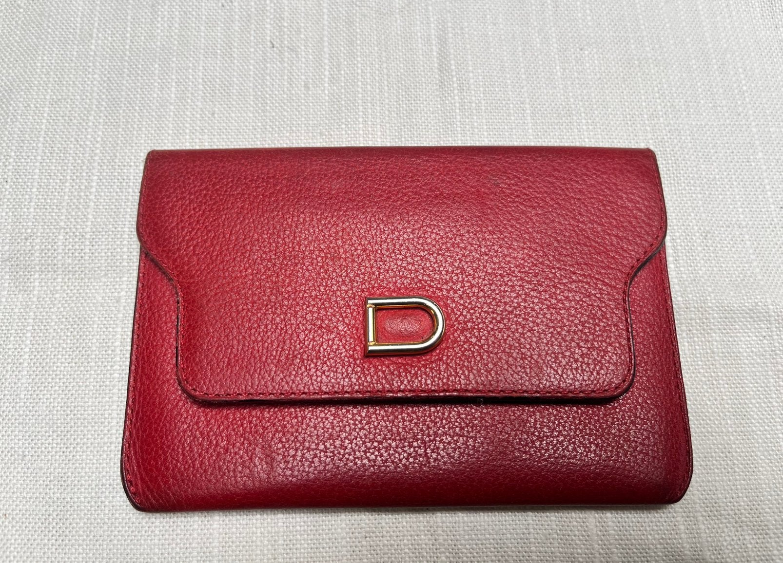 Vintage Delvaux Diabolo Portemonnee – Rosso, Enlèvement ou Envoi, Utilisé, Rouge, Cuir