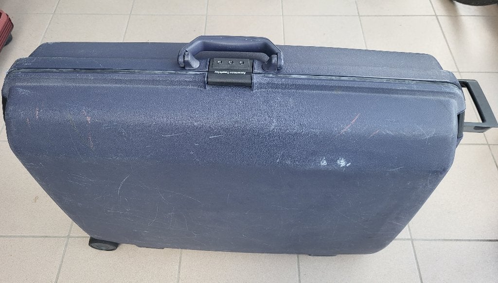 Valise Samsonite Oyster Clipper Bleue 75x59x26cm, Ophalen, Gebruikt, Hard kunststof, Wieltjes