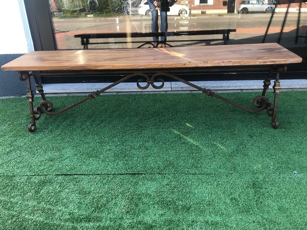 SMEEDIJZEREN onderstel BANK - TUINBANK gratis teak plank, Ophalen