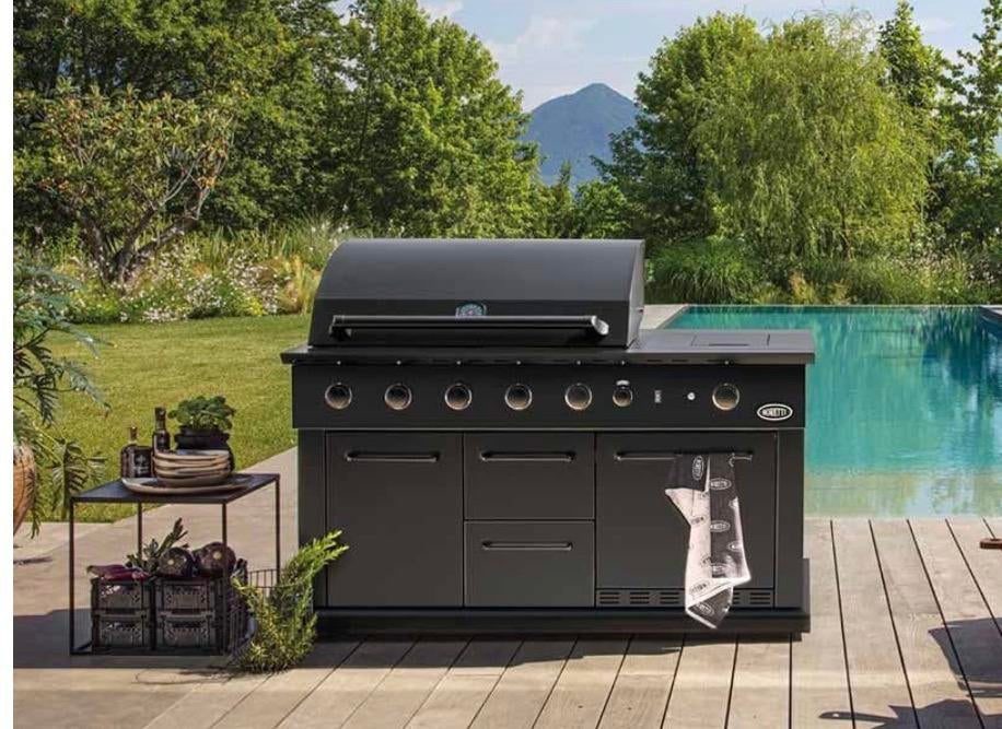 BBQ - luxe - BORETTI LUCIANO NERO GAS BUITENKEUKEN, Tuin en Terras, Ophalen, Gebruikt, Gas, Vrijstaand
