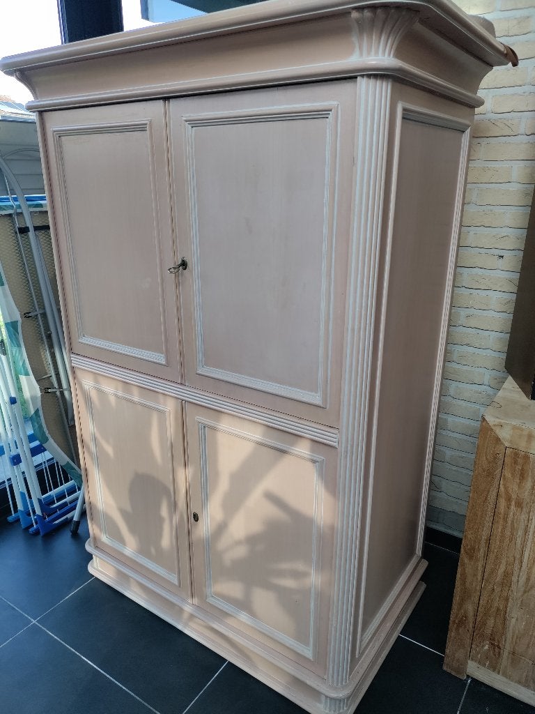 zware zalmkleurige beuken barkast, Avec porte(s), 100 à 150 cm, Utilisé, Landelijke stijl