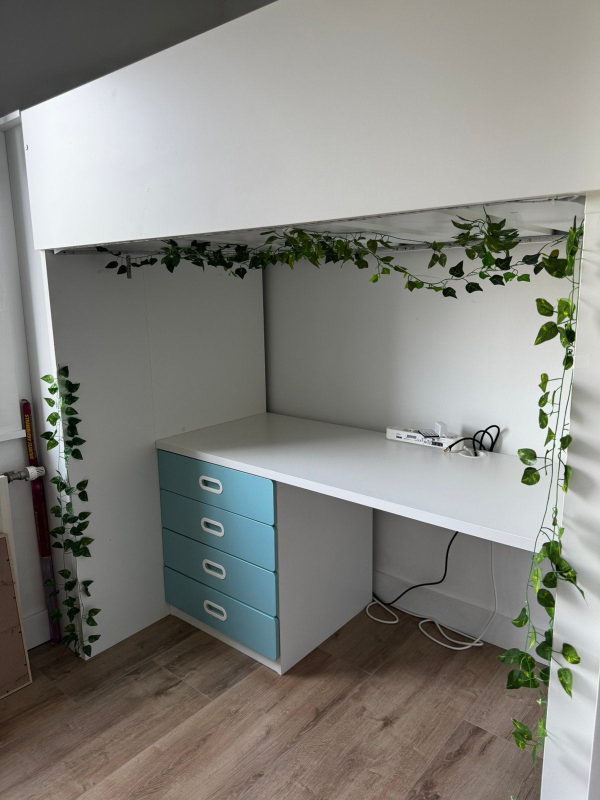 Ikea hoogslaper met bureau, 90 cm, Une personne, 180 à 200 cm, Enlèvement
