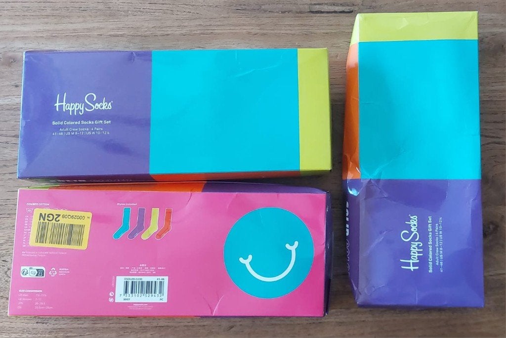 3 x Happy Socks Colored Gift Set (4 p) - maat 41-46, Enlèvement ou Envoi, Autres couleurs, Comme neuf, Taille 43 à 46