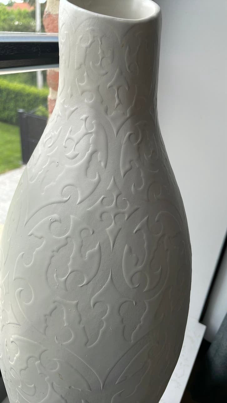 Grote witte vaas barokstijl, Ophalen of Verzenden, Zo goed als nieuw