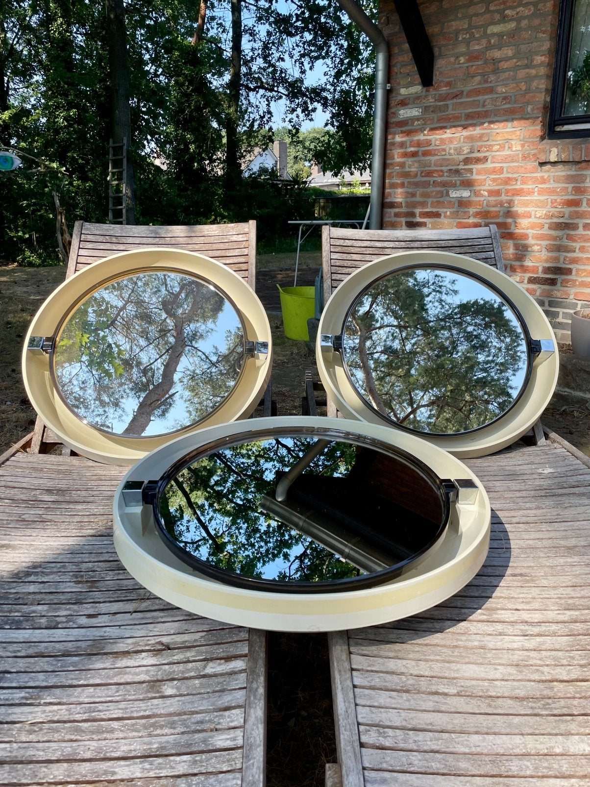 Miroir design en plastique Vintage Space Age, Moins de 100 cm, Rond, Enlèvement, Utilisé