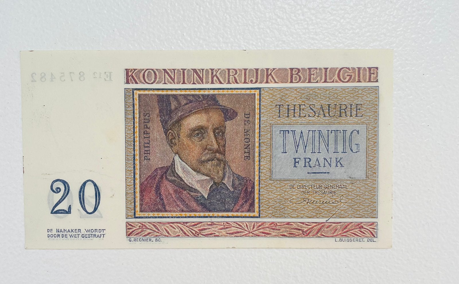 Belgische 20 frank biljet in perfecte staat, Postzegels en Munten, Bankbiljetten | België, Ophalen of Verzenden