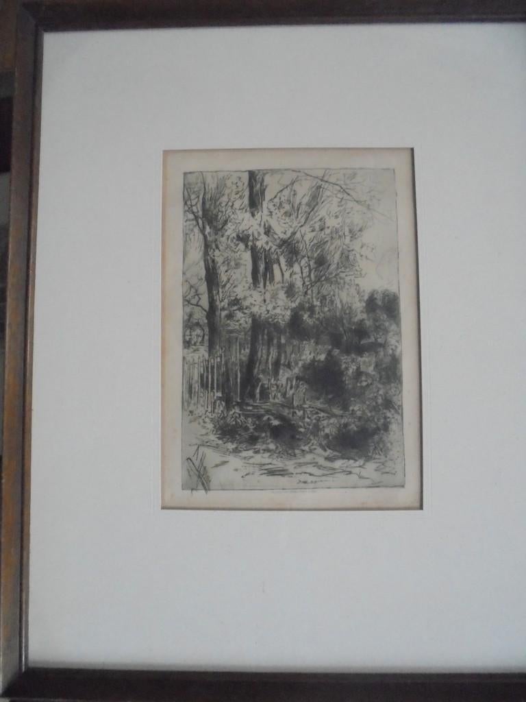 Armand Heins  1856 - 1938  Ets  De Tuin, Antiek en Kunst, Kunst | Etsen en Gravures, Ets, Gesigneerd, Verzenden