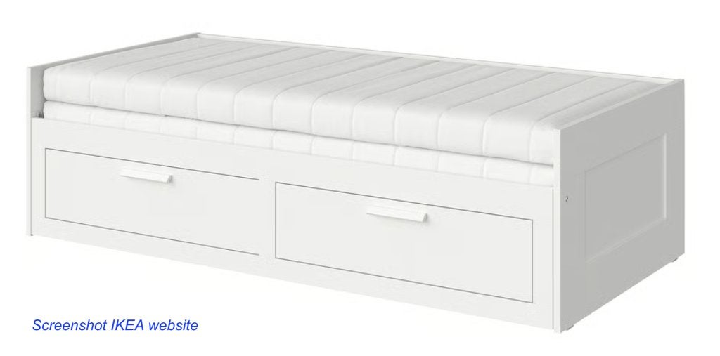 IKEA Brimnes Bedbank met 2 lades / 2 matrassen (wit), Maison & Meubles, Chambre à coucher | Lits, Enlèvement, Utilisé, 200 cm