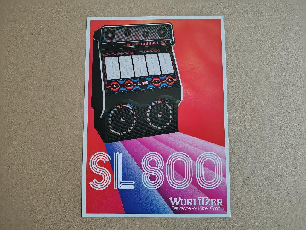 Flyer: Wurlitzer SL800 (1988) jukebox, Verzamelen, Verzenden, Wurlitzer