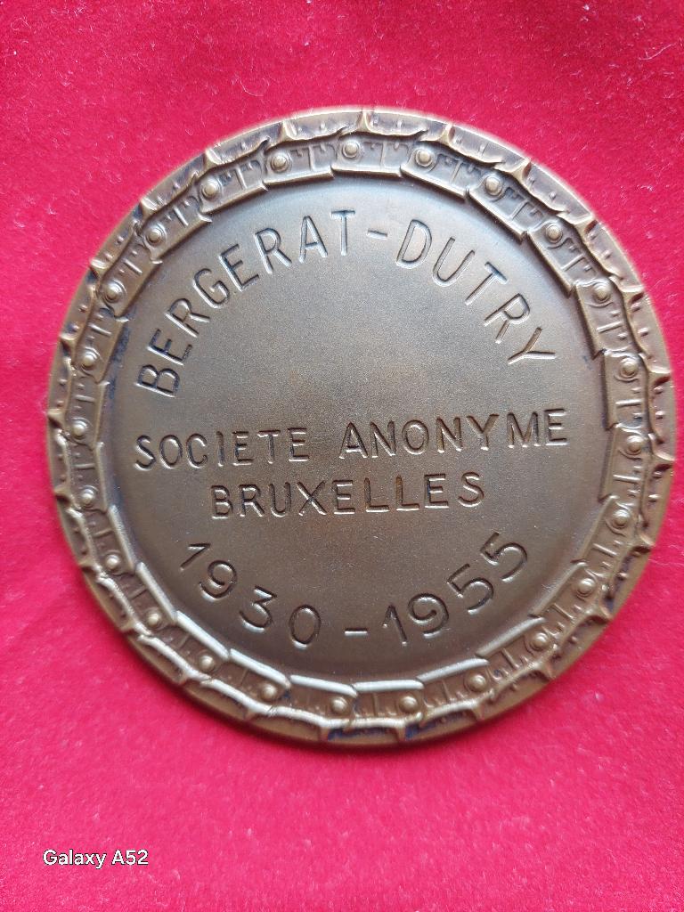 brons: herdenkingspenning firma Bergerat-Dutry 1930-1955, Ophalen of Verzenden, Brons