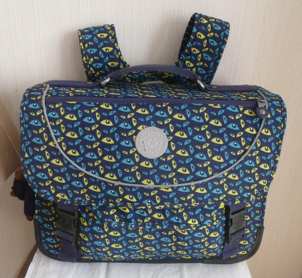 Kipling mallette 3 comp bleu et jaune 6 à 12 ans + singe, Enlèvement ou Envoi, 30 à 40 cm, Utilisé, Bleu
