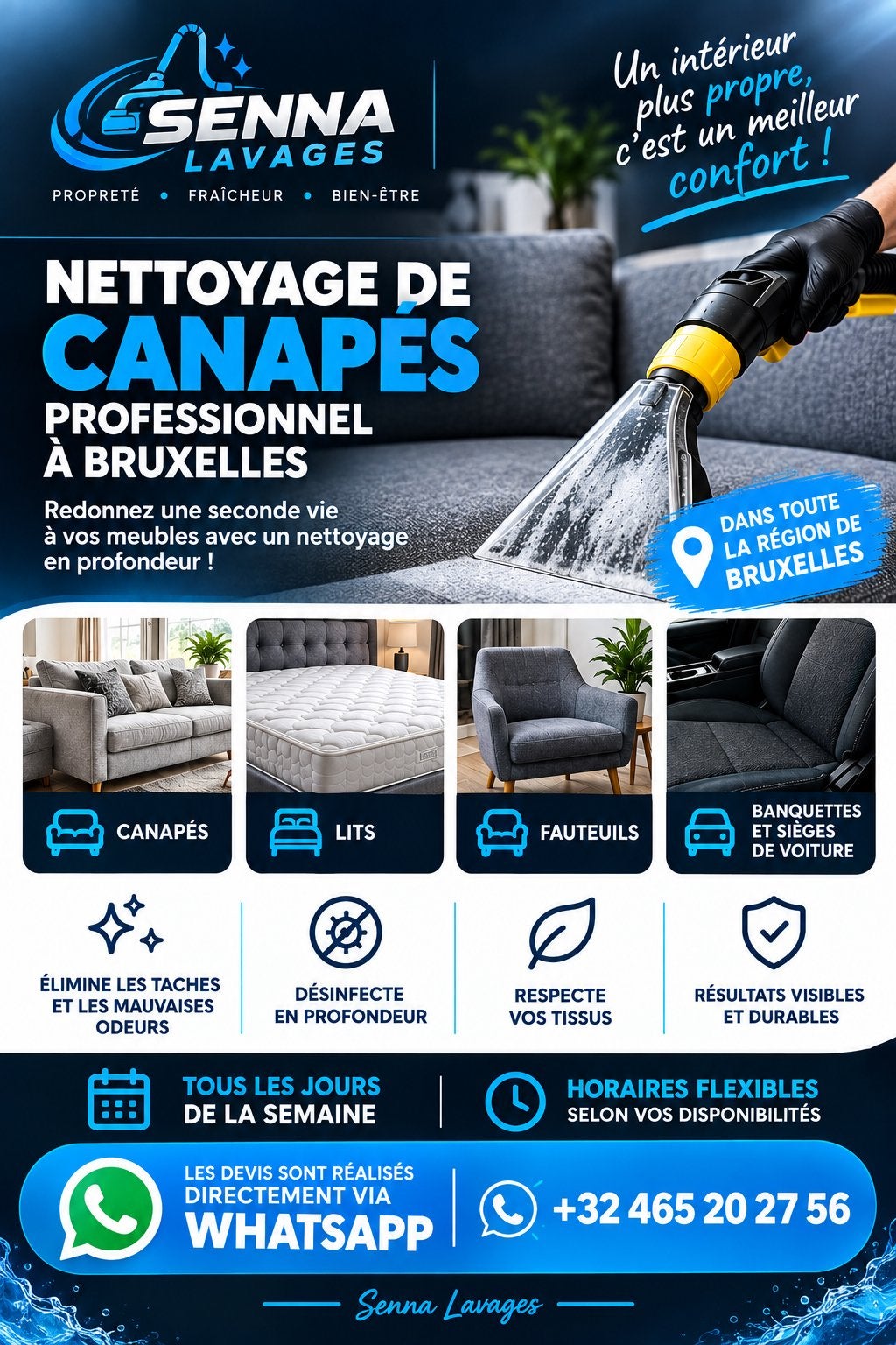 Lavage canapé, Enlèvement ou Envoi, Comme neuf