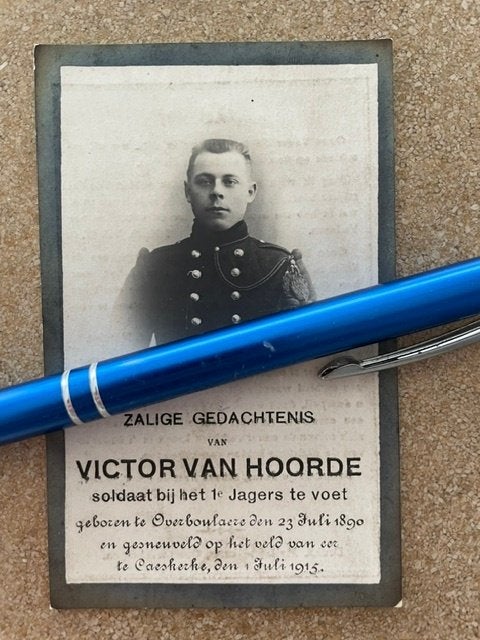 14-18Soldaat1Jagers te voet Van HoordeOverboulare+Kaaskerke, Verzamelen, Bidprentjes en Rouwkaarten, Ophalen of Verzenden, Bidprentje