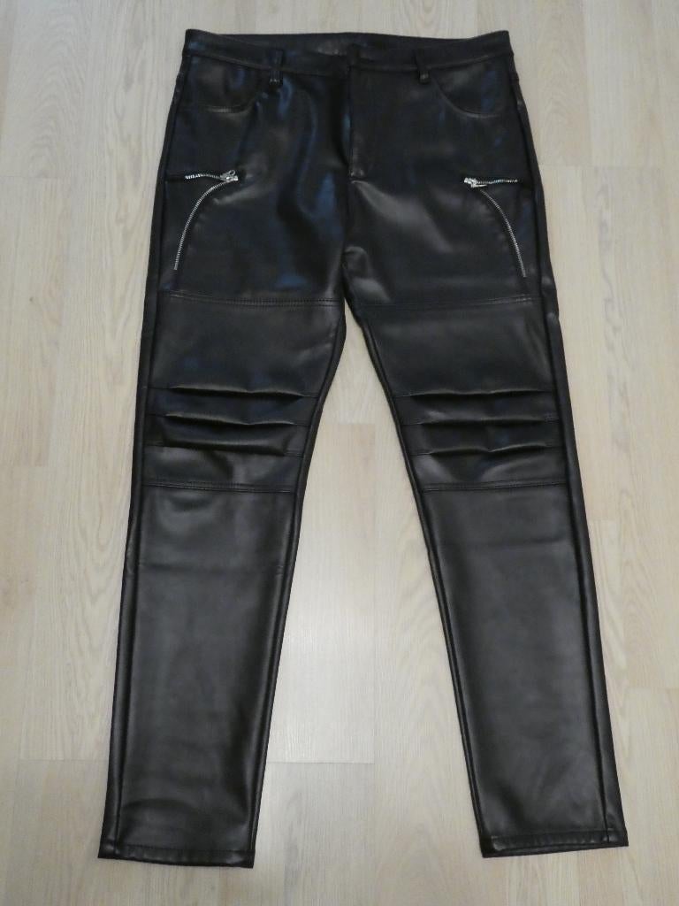 Pantalon en similicuir noir avec fermetures éclair, Enlèvement ou Envoi, Neuf, Noir