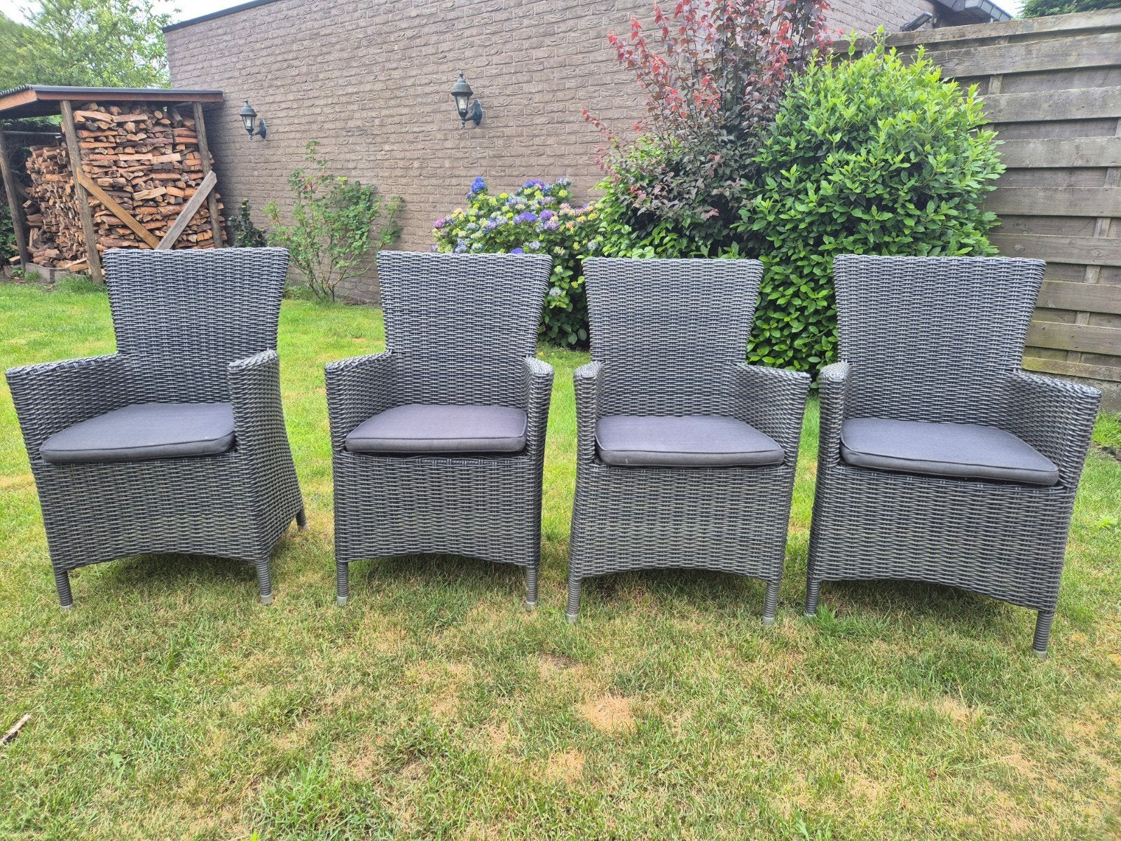 Chaise de jardin en rotin anthracite, Jardin & Terrasse, Enlèvement, Rotin