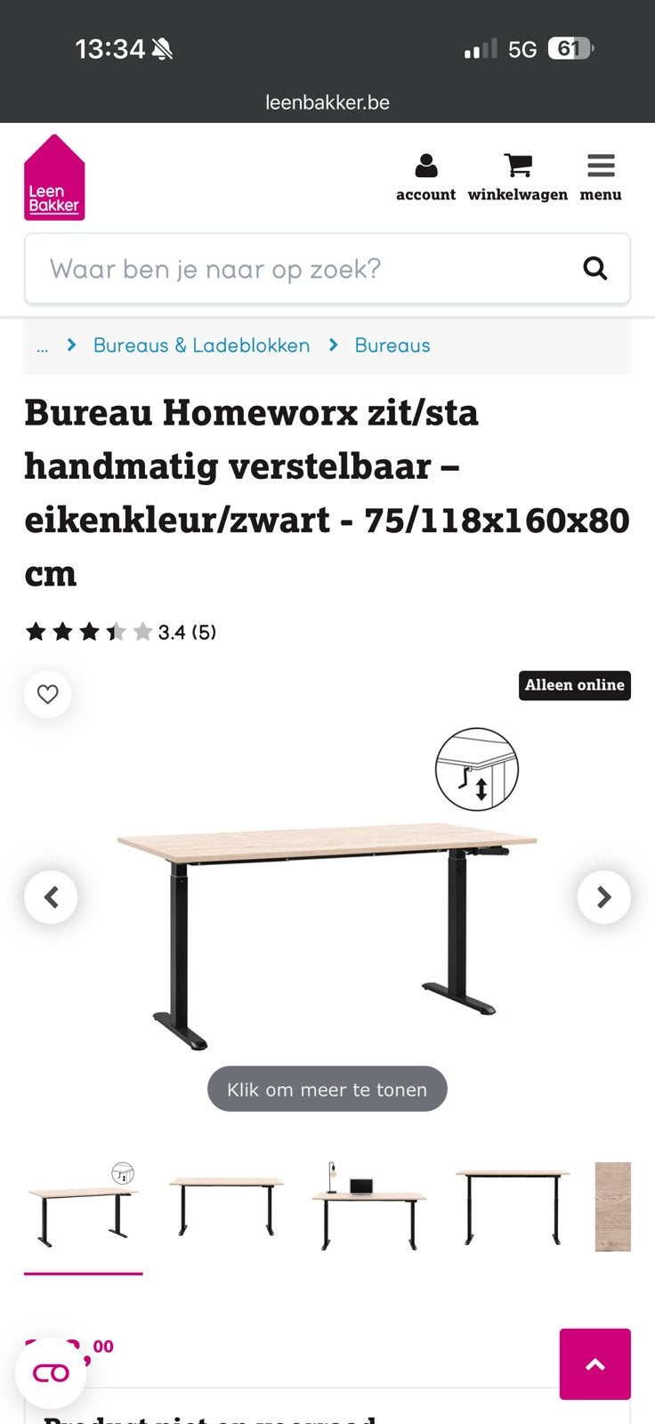 Bureau tafel, Ophalen, Zo goed als nieuw