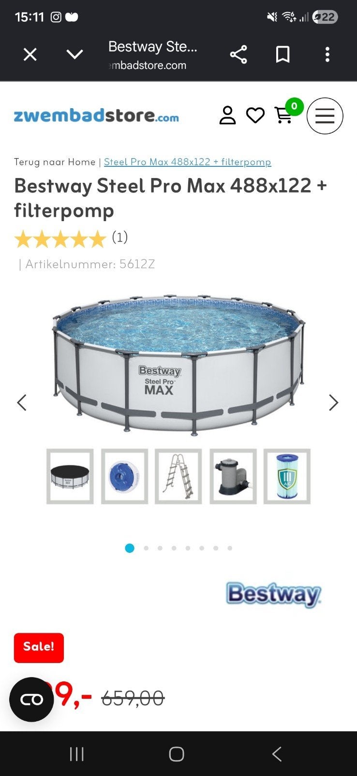 Bestway Steel Pro MAX zwembad - Pool Set 4.88m x 1.22m -, Enlèvement