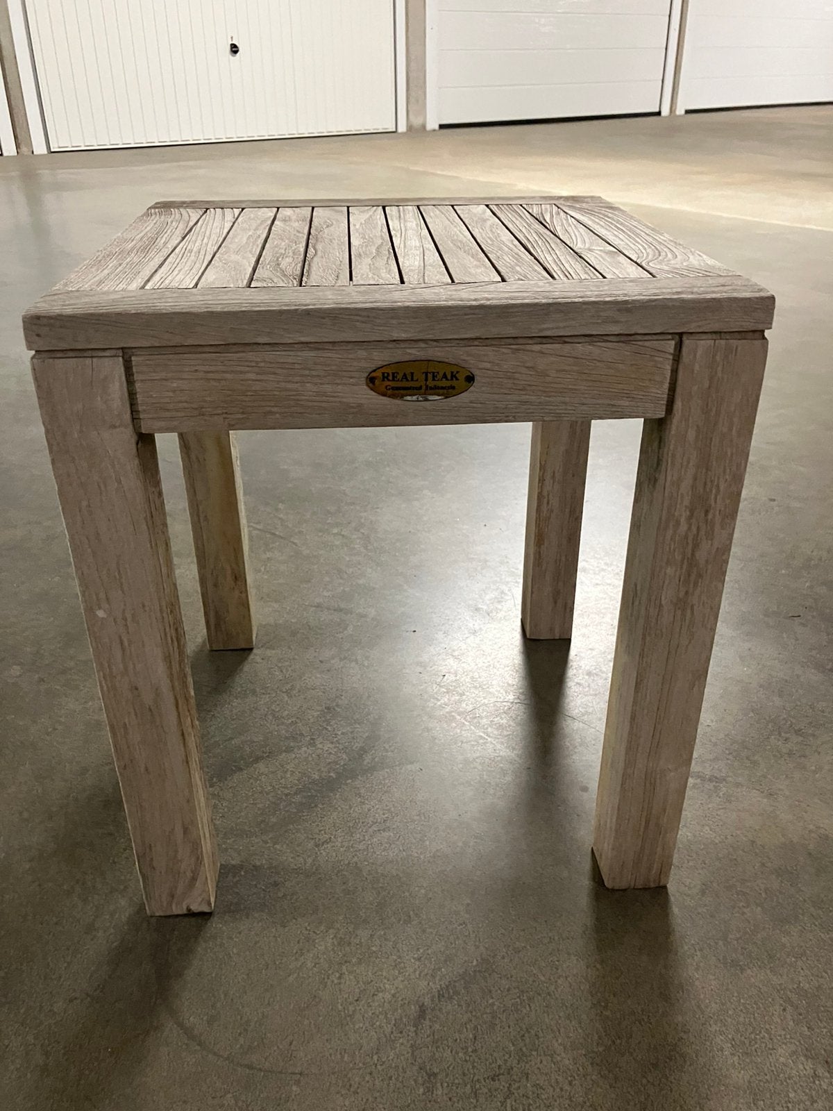 Bijzettafel in teakhout als NIEUW, Tuin en Terras, Ophalen, Vierkant, Hout