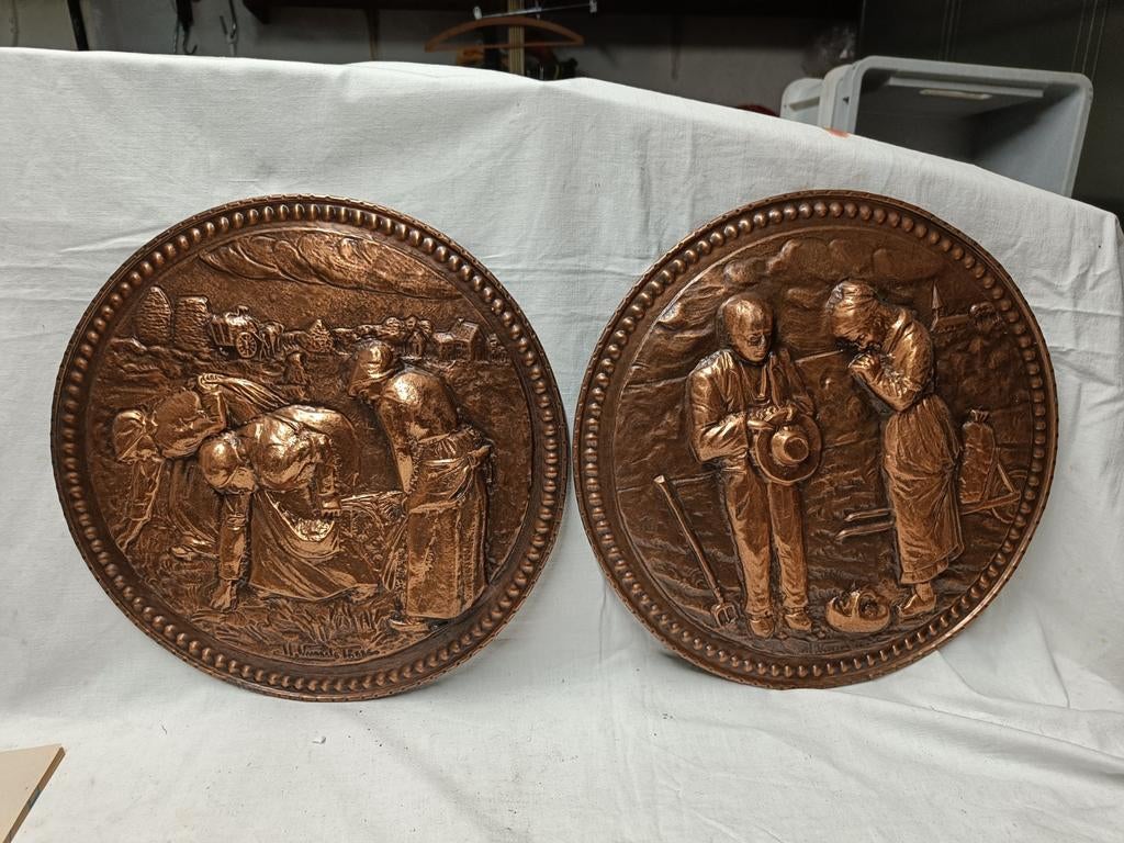 Koperen schotel het Angelus 32 cm doorsnee, Enlèvement