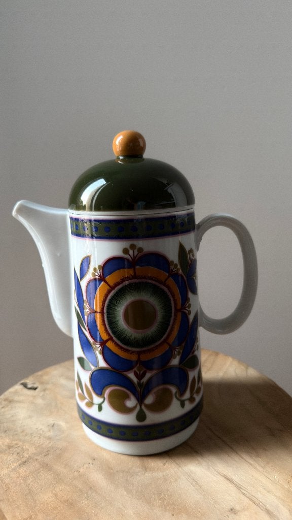Vintage Schirnding Bavaria Koffiepot – Retro Bloemmotief, Overige merken, Vintage, Ophalen of Verzenden, Zo goed als nieuw