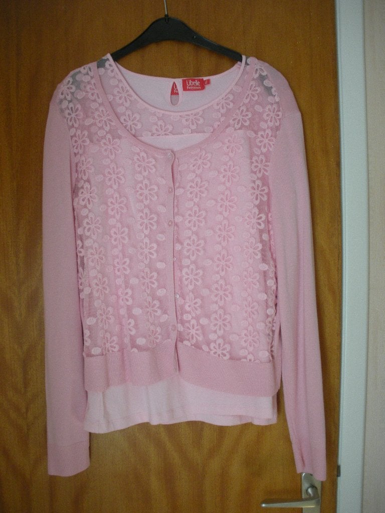 Ensemble de gilet et blouse rose de LIBELLE., Kleding | Dames, Blouses en Tunieken, Ophalen, Maat 46/48 (XL) of groter, Zo goed als nieuw