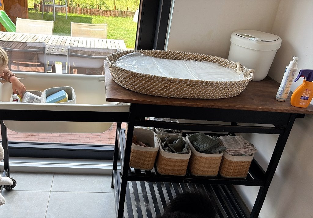 Luiertafel met badje, Enfants & Bébés, Bains & Soins, Enlèvement, Utilisé, Baignoire