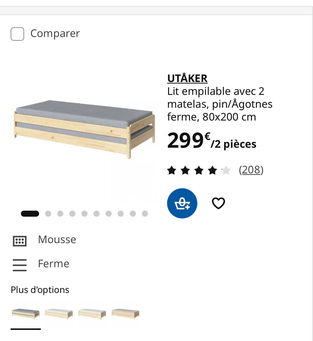 Lit employable 80x200  2 pieces, Maison & Meubles, Enlèvement ou Envoi, Comme neuf, Matelas